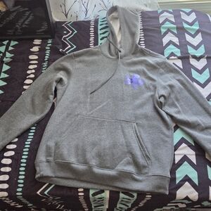 Gray Hooded Sweatshirt with Purple Octopus Accent - Women